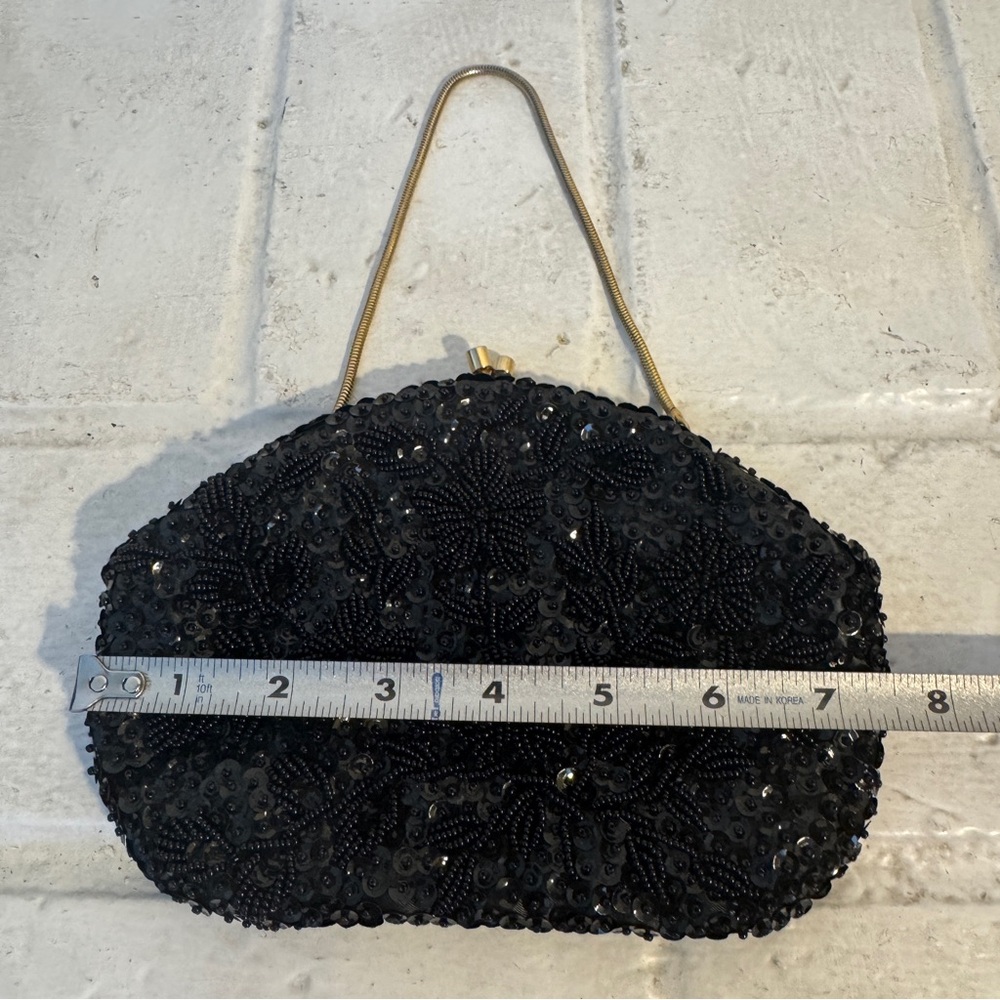 Vintage Black Beaded Purse Crown Colony Beaded Purse - Picture 11 of 11
